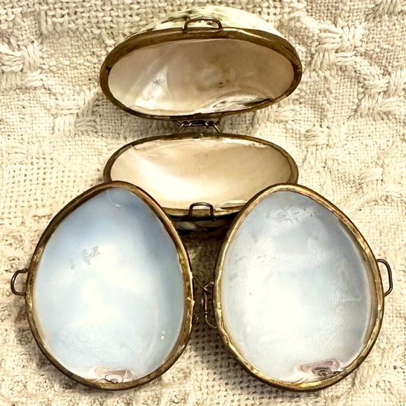 2 Vtg 70’s Natural Shell Trinket Boxes Rosary Holder Turbo Shell & Tiger Cowrie - Picture 6 of 14